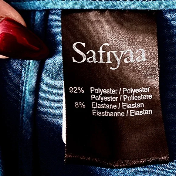 Safiyaa Turquoise Blue Wide Leg Trousers Size 6 38 UK 10 Stretch Flat Front Pant - Picture 15 of 17